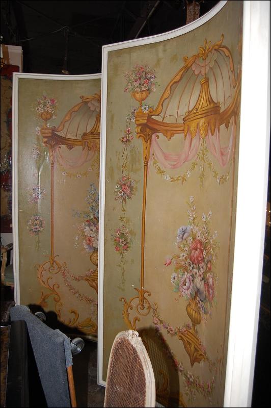 Large Pair French Painted Panels