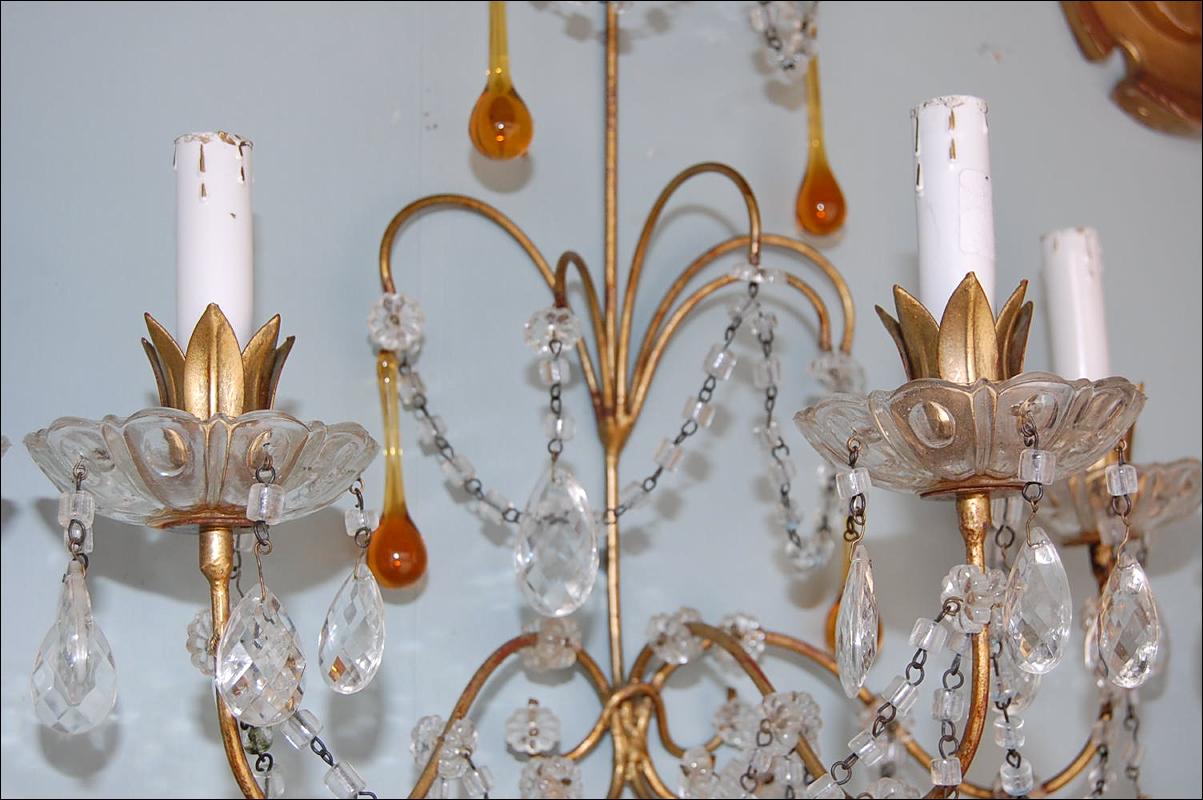 Pair French Beaded Sconces