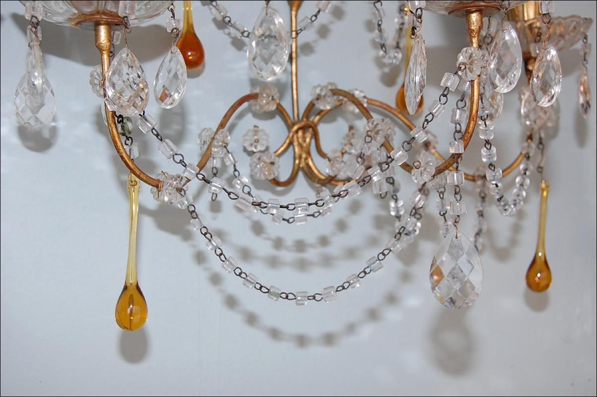 Pair French Beaded Sconces