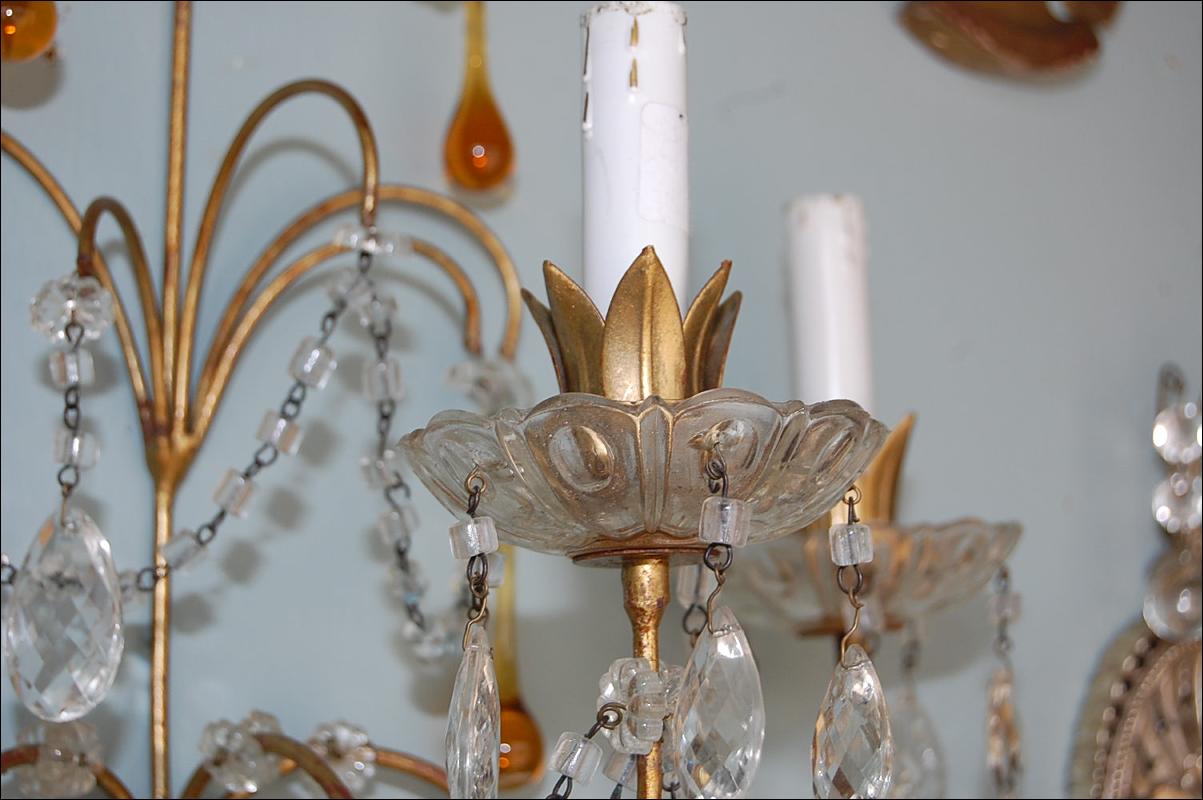 Pair French Beaded Sconces