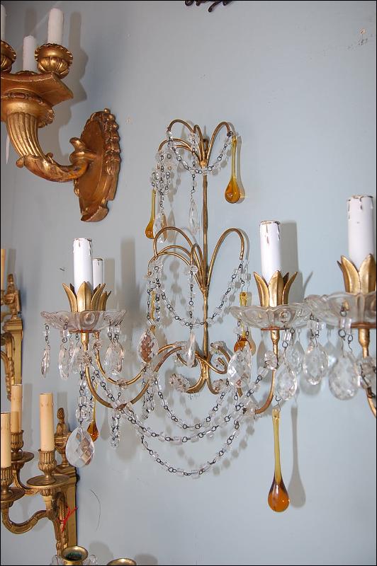 Pair French Beaded Sconces