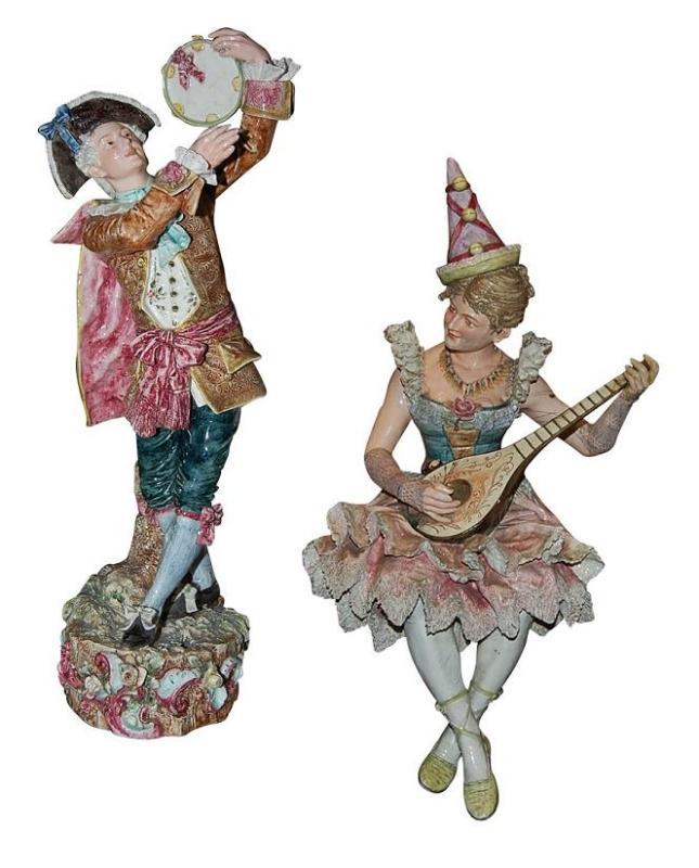 Pair Majolica Figures