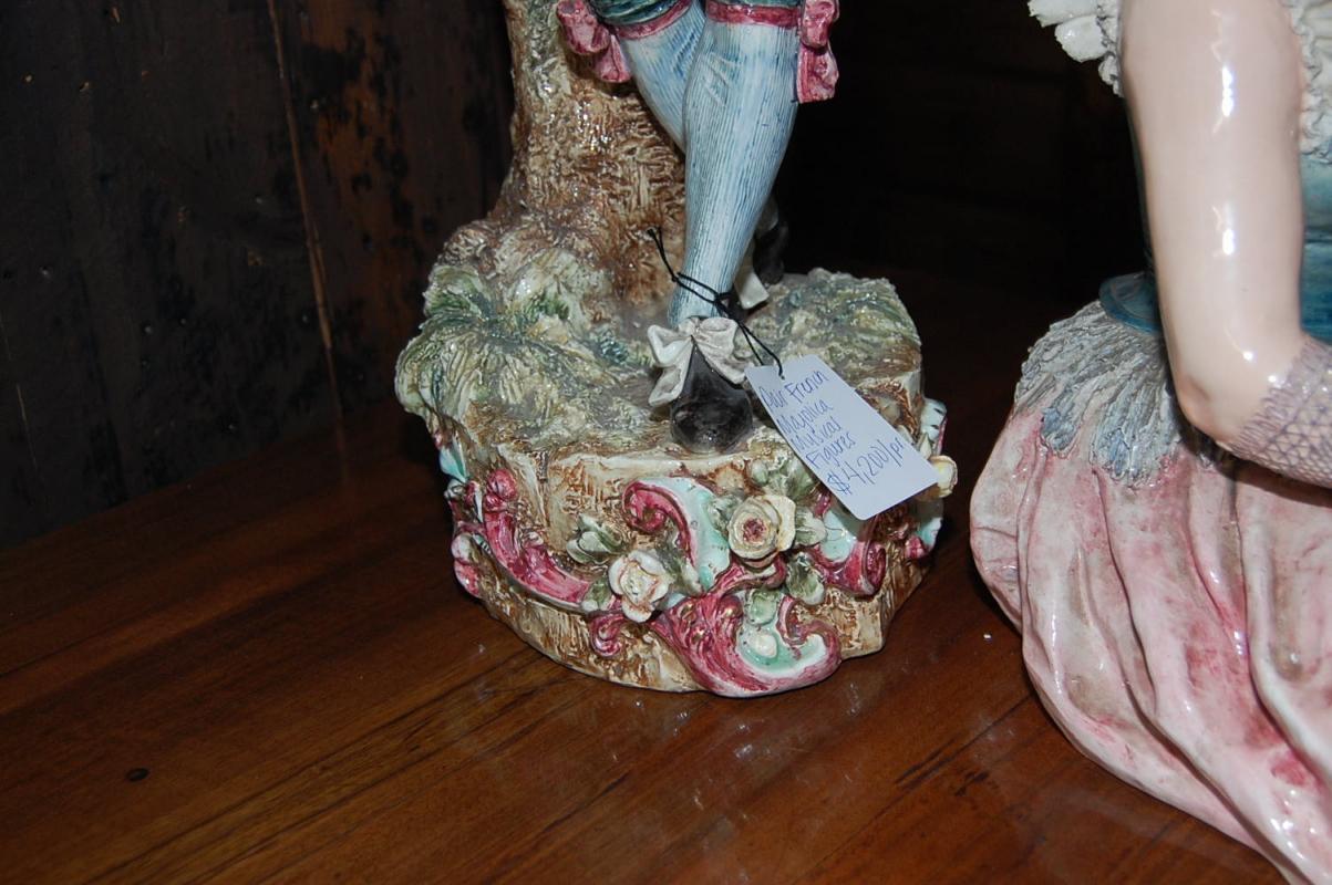 Pair Majolica Figures
