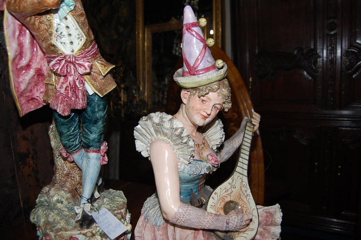 Pair Majolica Figures