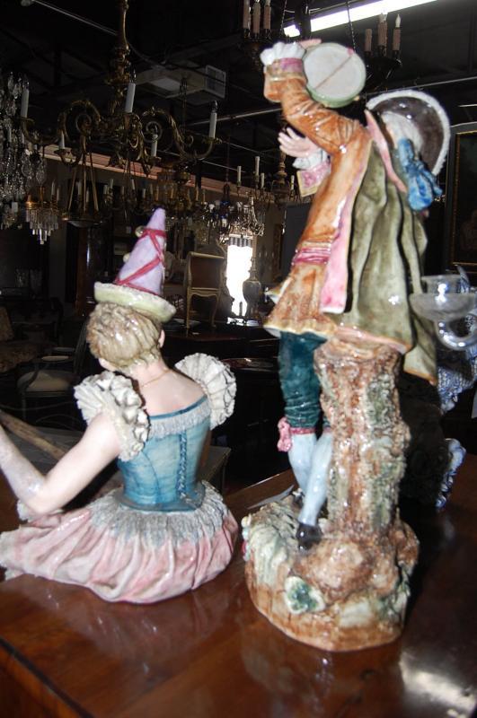 Pair Majolica Figures