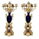 Magnificent Pair Dore Bronze & Cobalt Candelabra