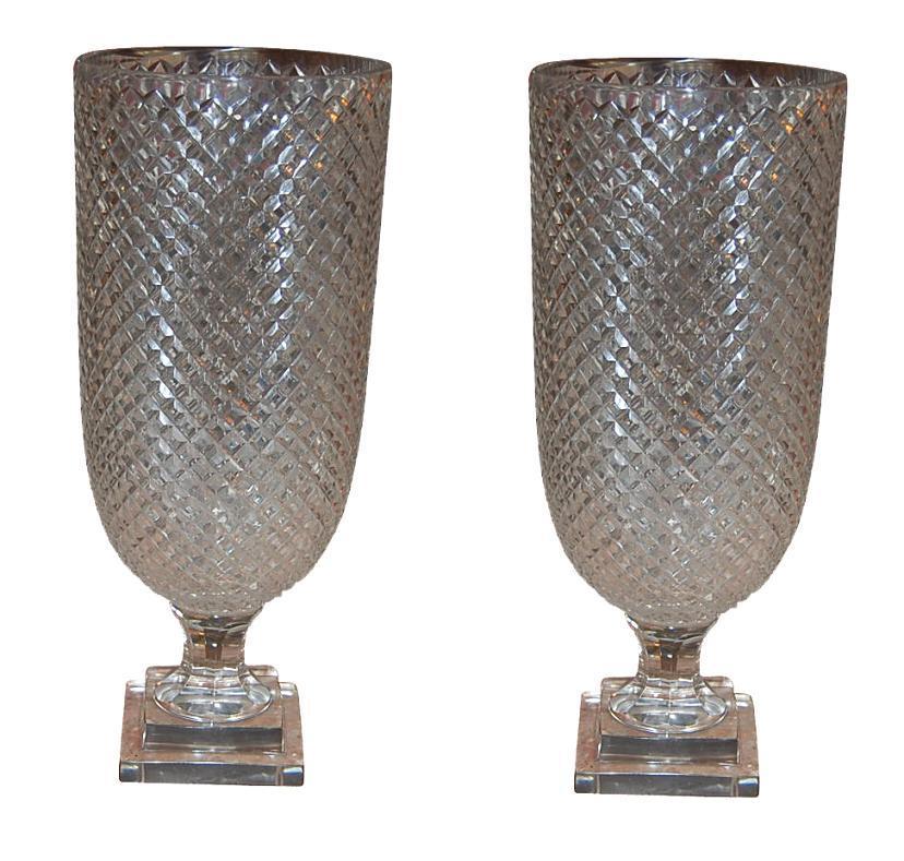 Pair Crystal Vases