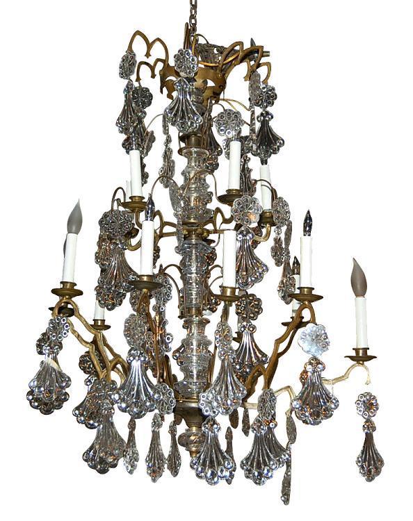 Continental Bronze & Crystal Chandelier