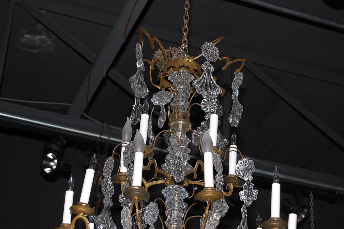Continental Bronze & Crystal Chandelier