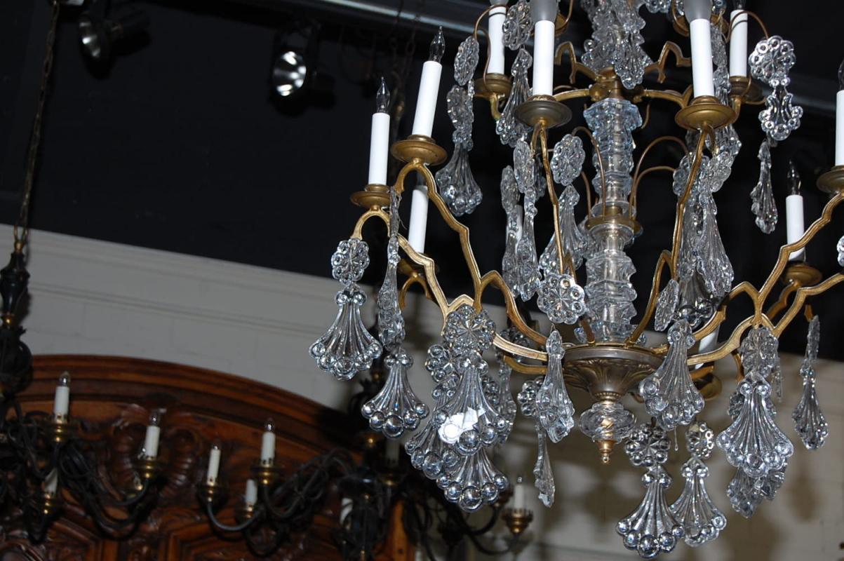 Continental Bronze & Crystal Chandelier