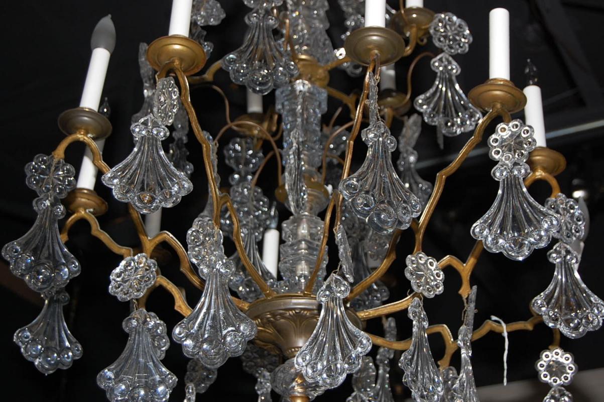 Continental Bronze & Crystal Chandelier