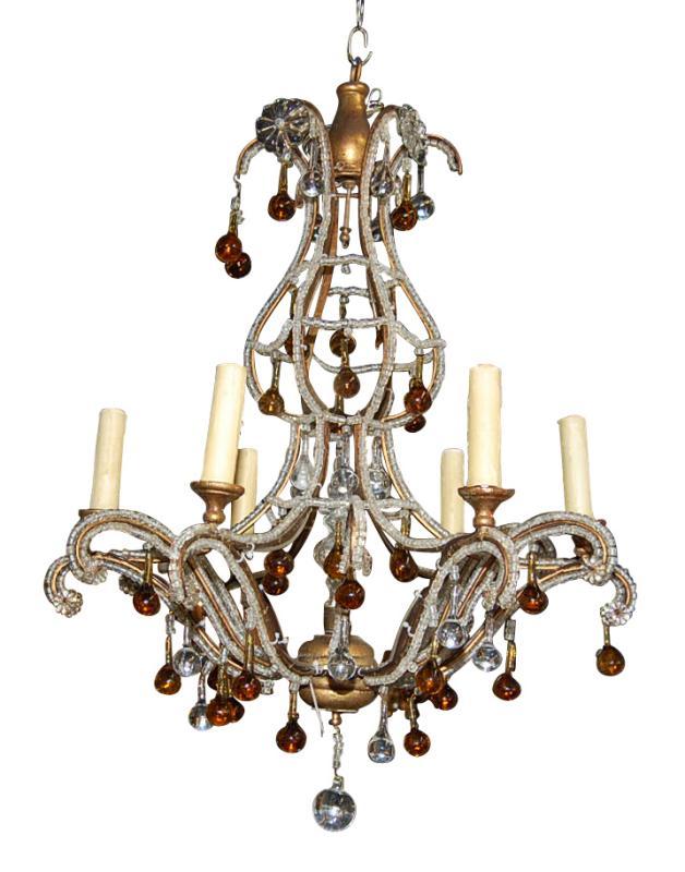French Beaded Crystal Chandelier