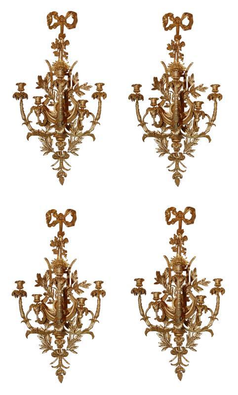 Superb Set of 4 Dore Bronze Sconces