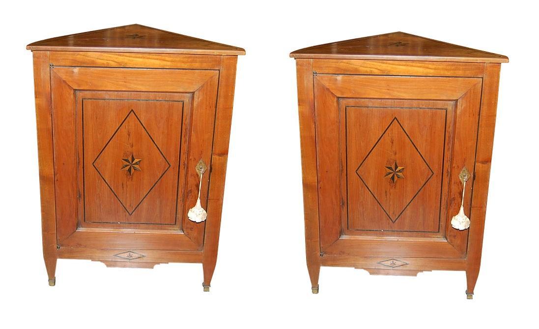 Pair French Directoire Corner Cabinets