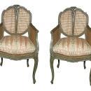 Pair French Caned & Painted Chairs