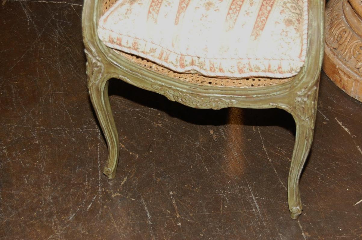 Pair French Caned & Painted Chairs