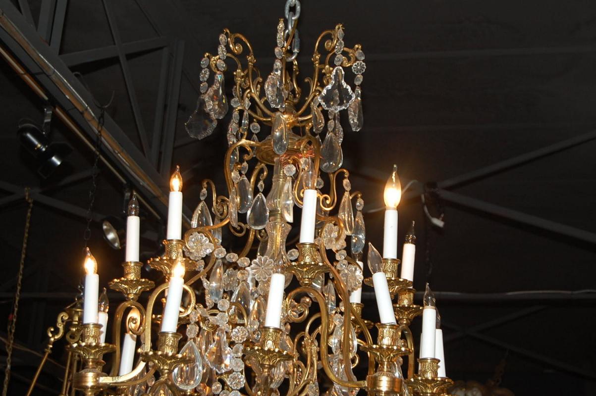 Large Italian Bronze & Crystal Chandelier