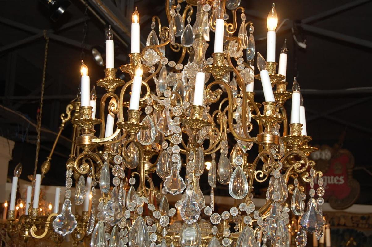 Large Italian Bronze & Crystal Chandelier
