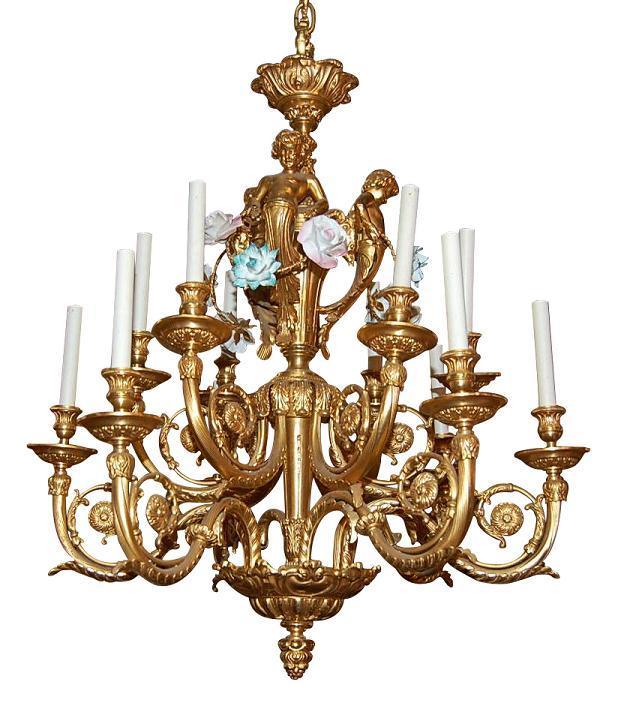 Italian Gilt Bronze Chandelier