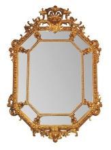 French Giltwood Cushion Mirror