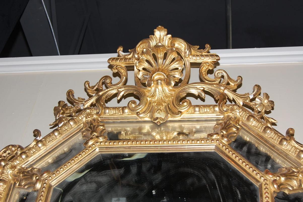 French Giltwood Cushion Mirror