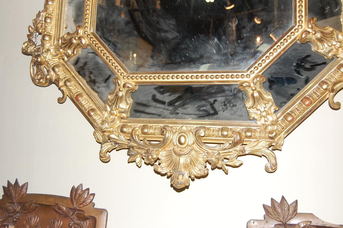 French Giltwood Cushion Mirror