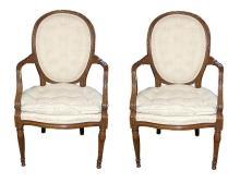 Pair French Walnut Armchairs