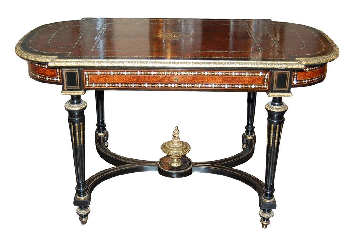 French Ebonized & Pearl Center Table