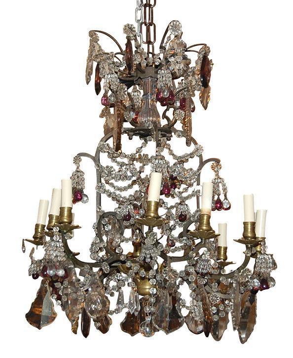 French Crystal & Amethyst Chandelier