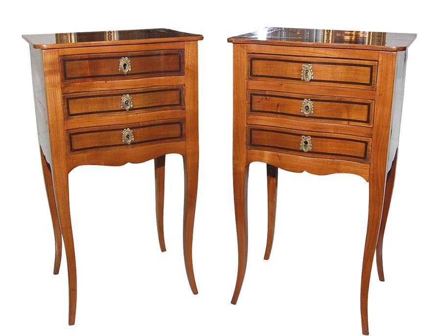 Pair French Walnut Side Tables