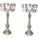 Pair Continental Silvered Iron Candelabra