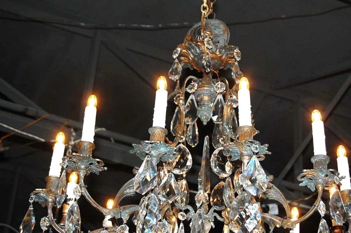Continental Bronze & Crystal Chandelier