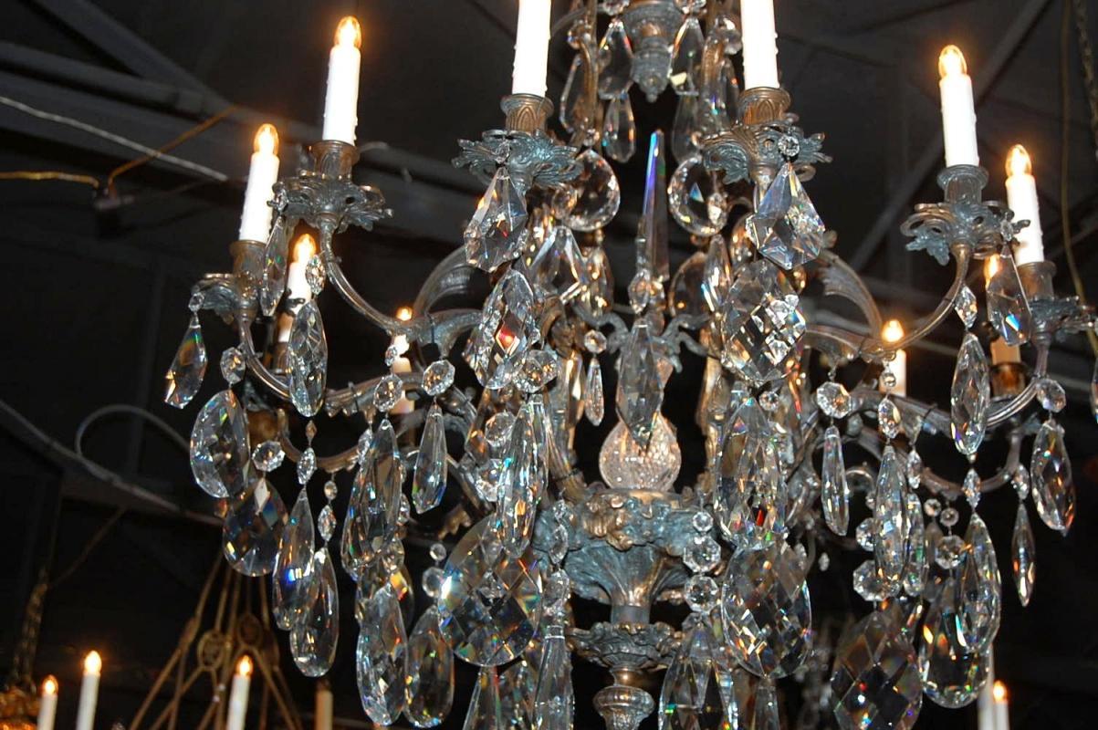 Continental Bronze & Crystal Chandelier