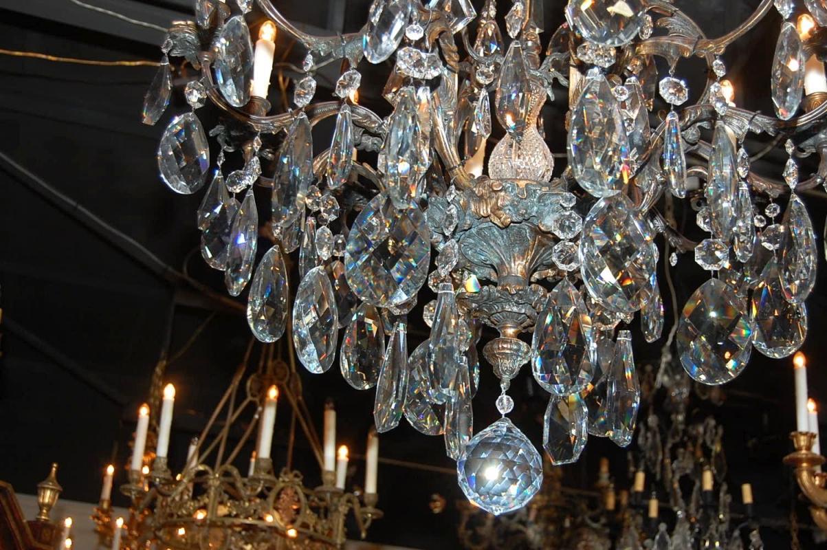 Continental Bronze & Crystal Chandelier