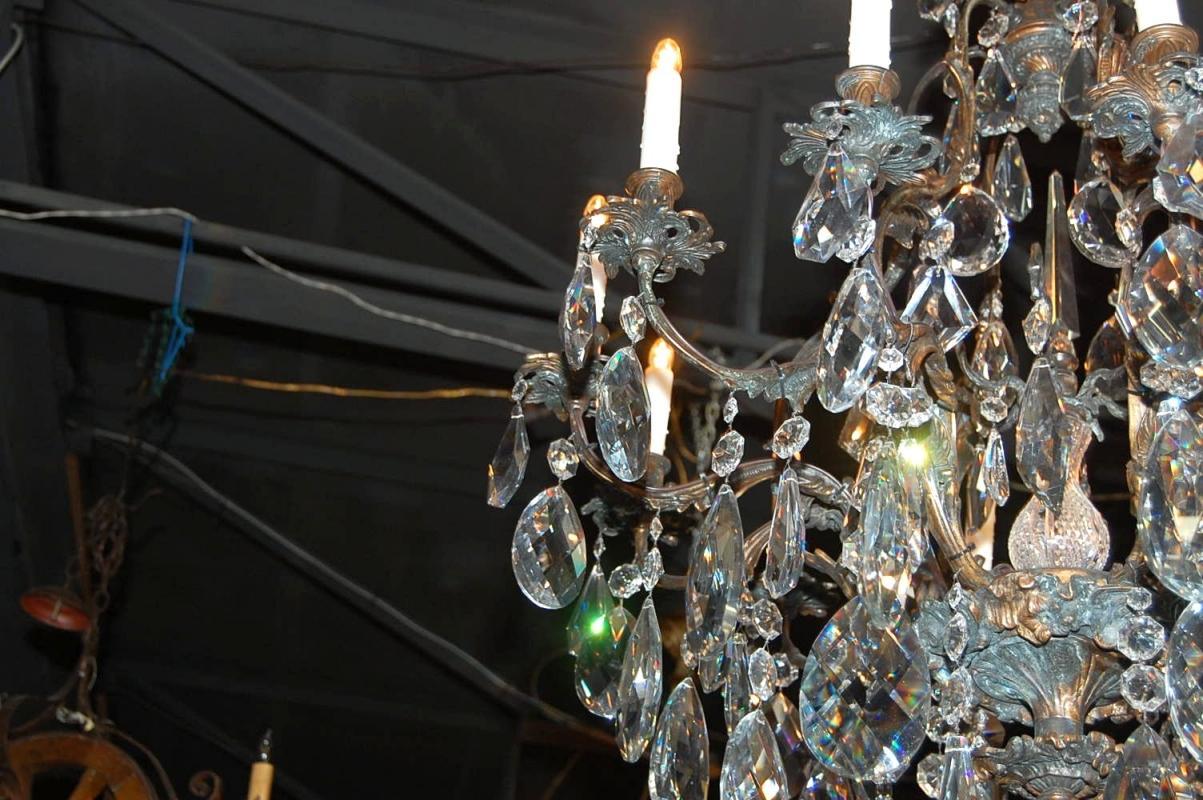 Continental Bronze & Crystal Chandelier