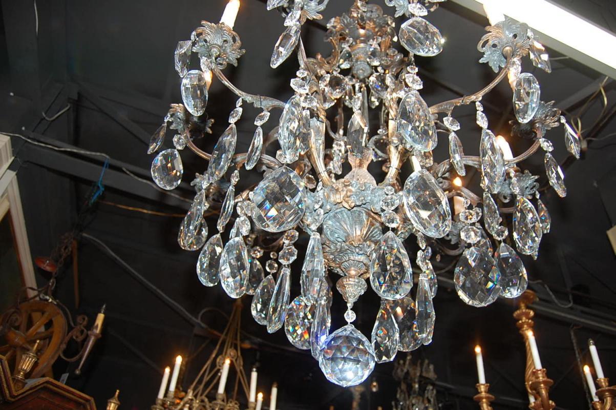 Continental Bronze & Crystal Chandelier