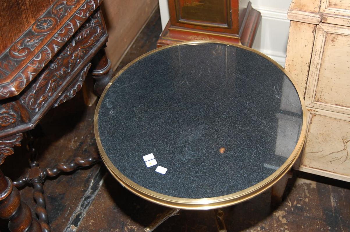 Petite Bronze & Granite Side Table