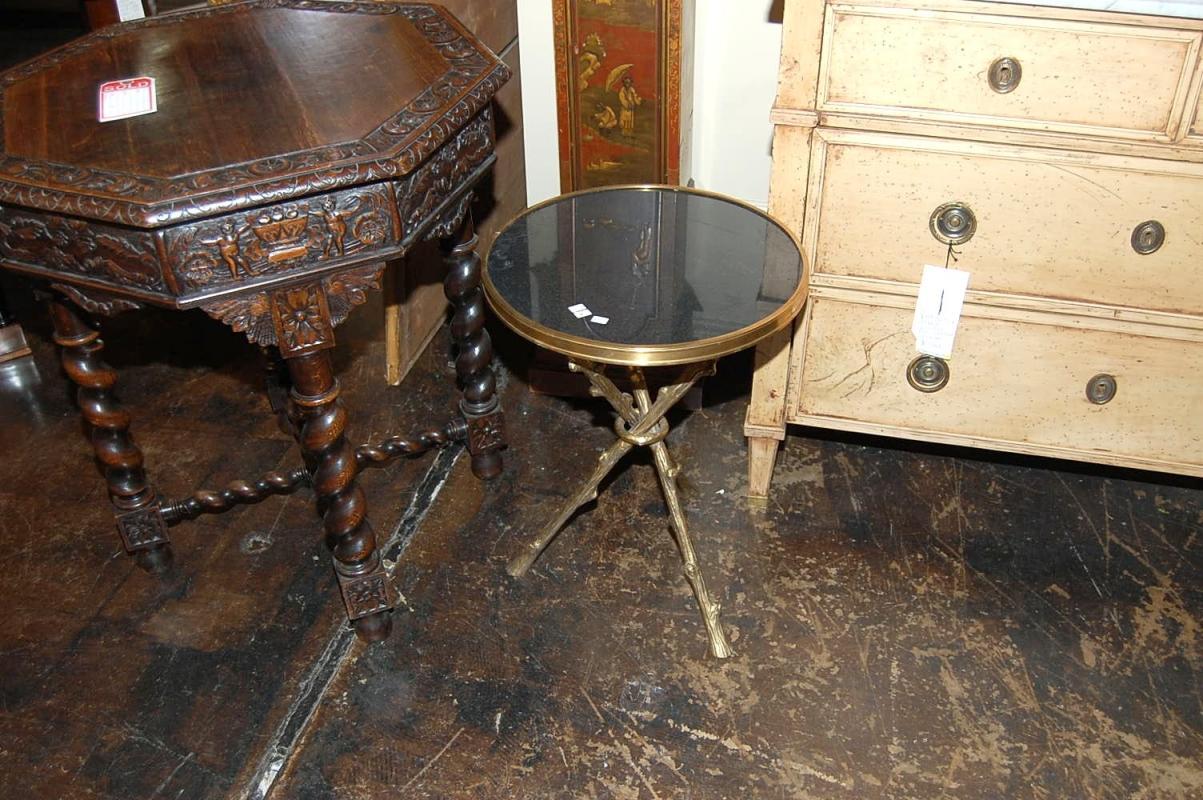 Petite Bronze & Granite Side Table