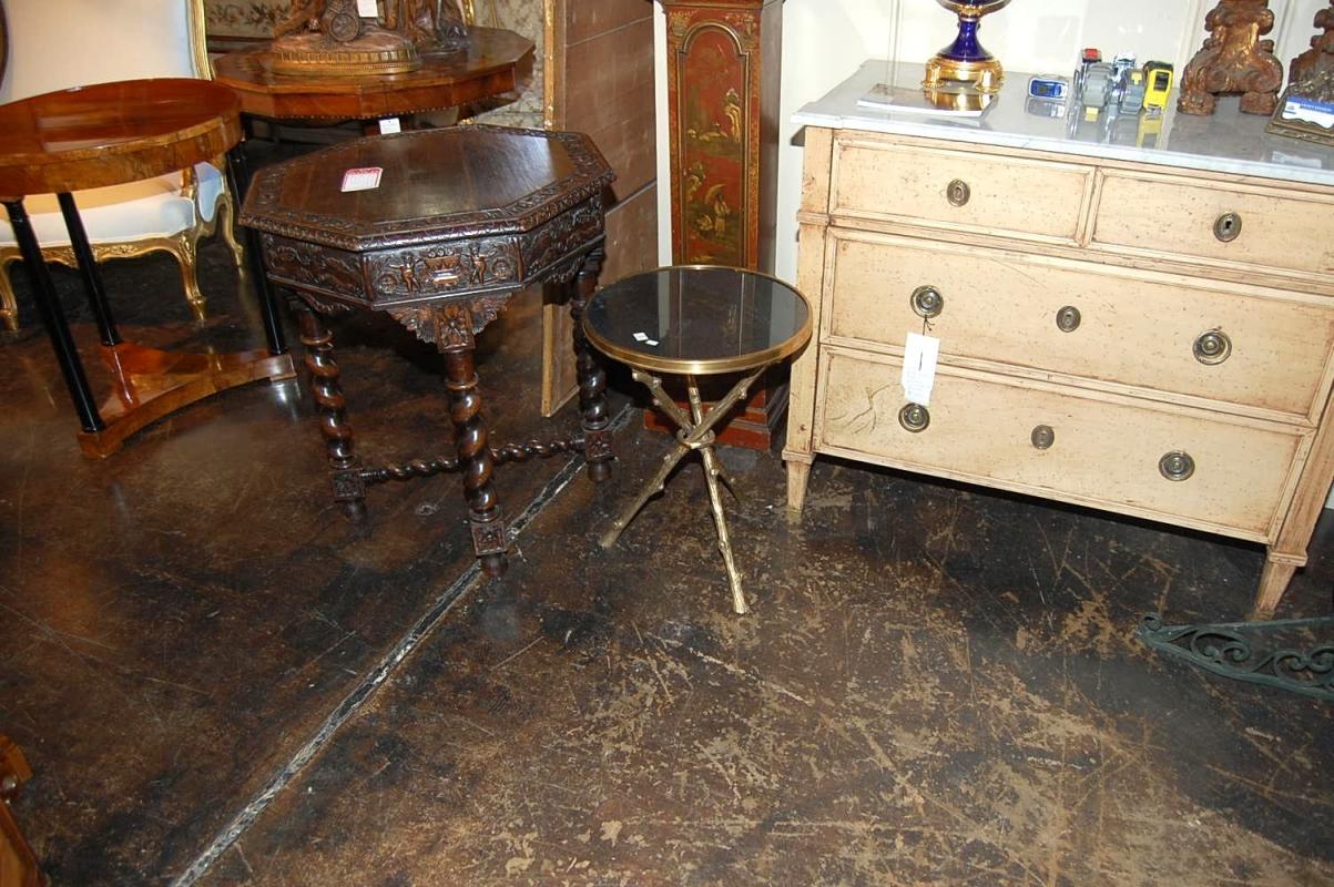 Petite Bronze & Granite Side Table