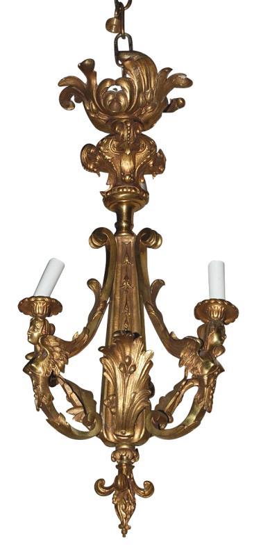 Petite French Bronze Cherub Chandelier