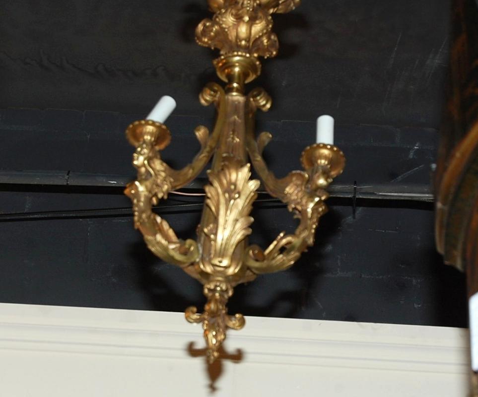 Petite French Bronze Cherub Chandelier
