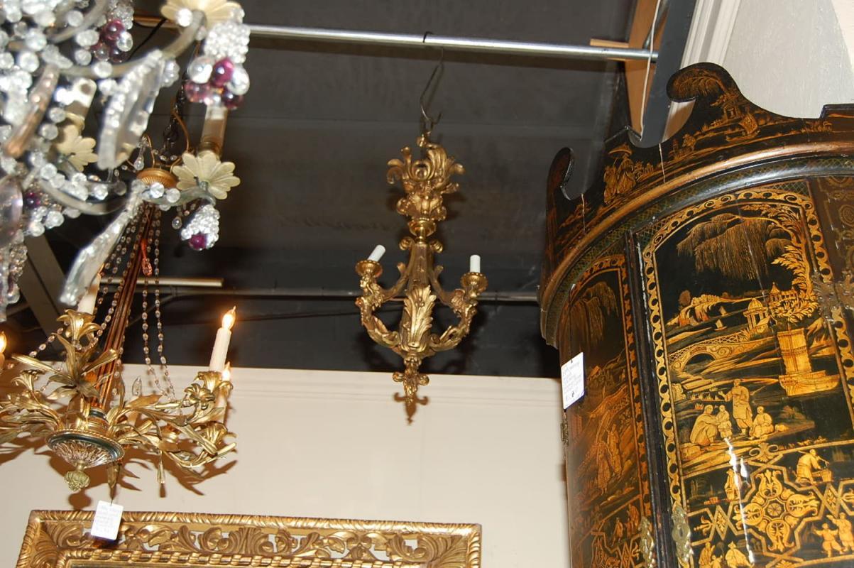 Petite French Bronze Cherub Chandelier