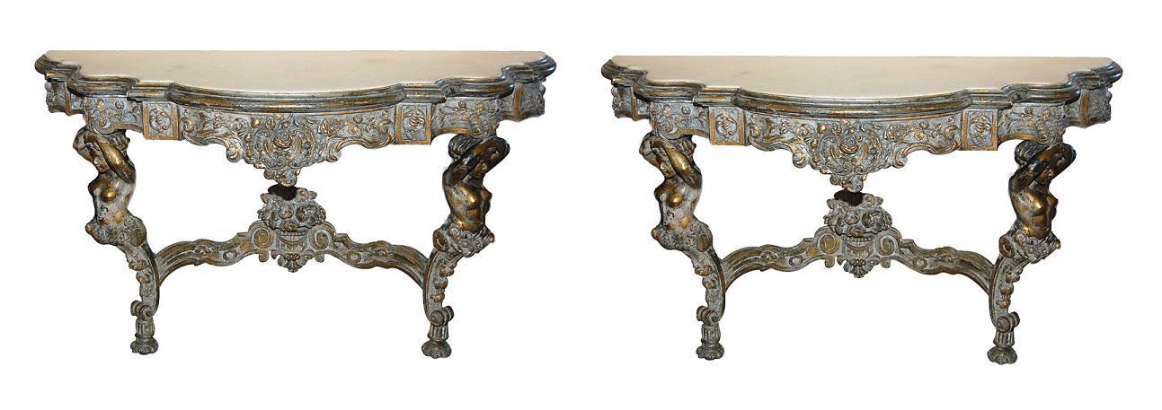 Pair Antique Italian Consoles