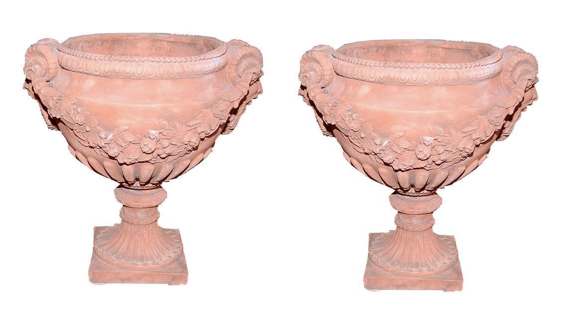 Pair English Terra Cotta Urns
