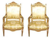 Louis XVI Style Giltwood Armchairs