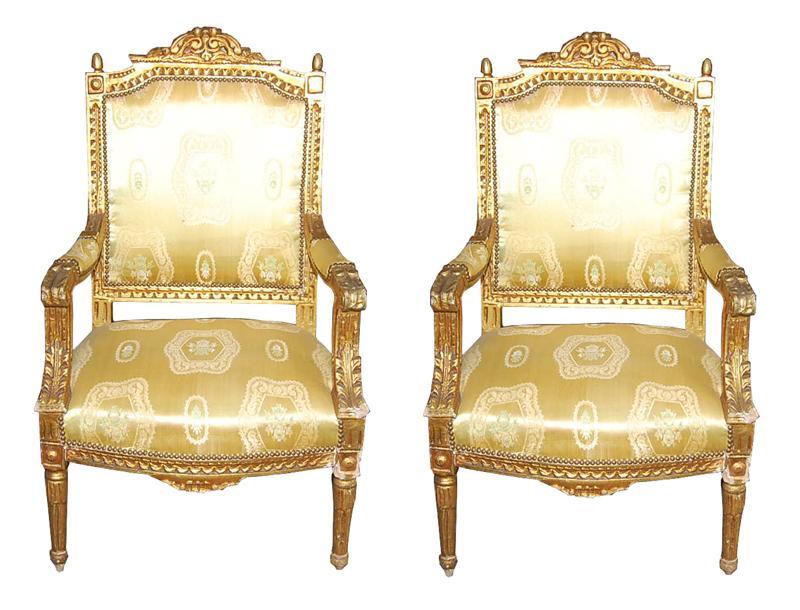 Louis XVI Style Giltwood Armchairs