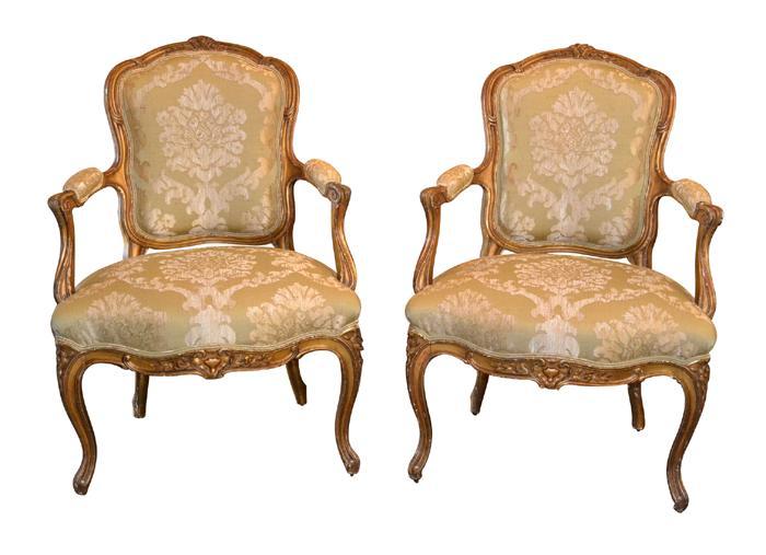 Pair French Louis XV Fauteuil