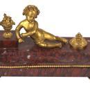 19th Century French Rouge Marble Inkwell