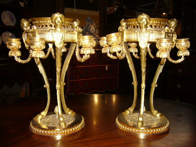 A Superb Pair of French Dore Bronze Candelabras