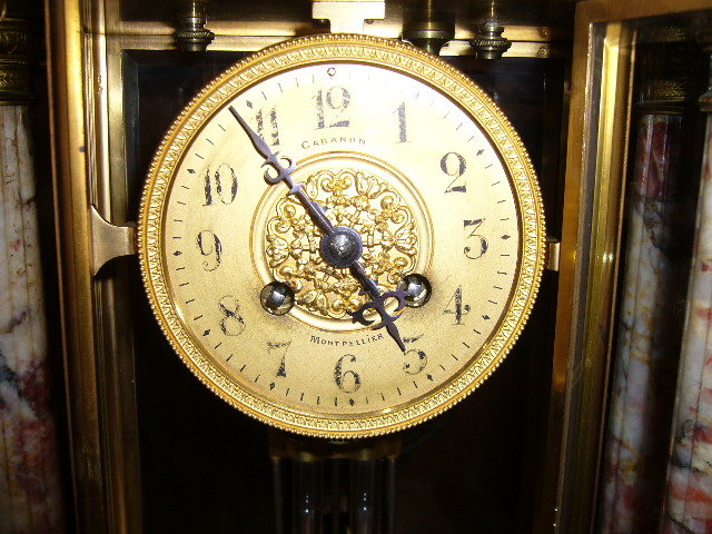 A Impressive French Portico Clock with Bronze Lion